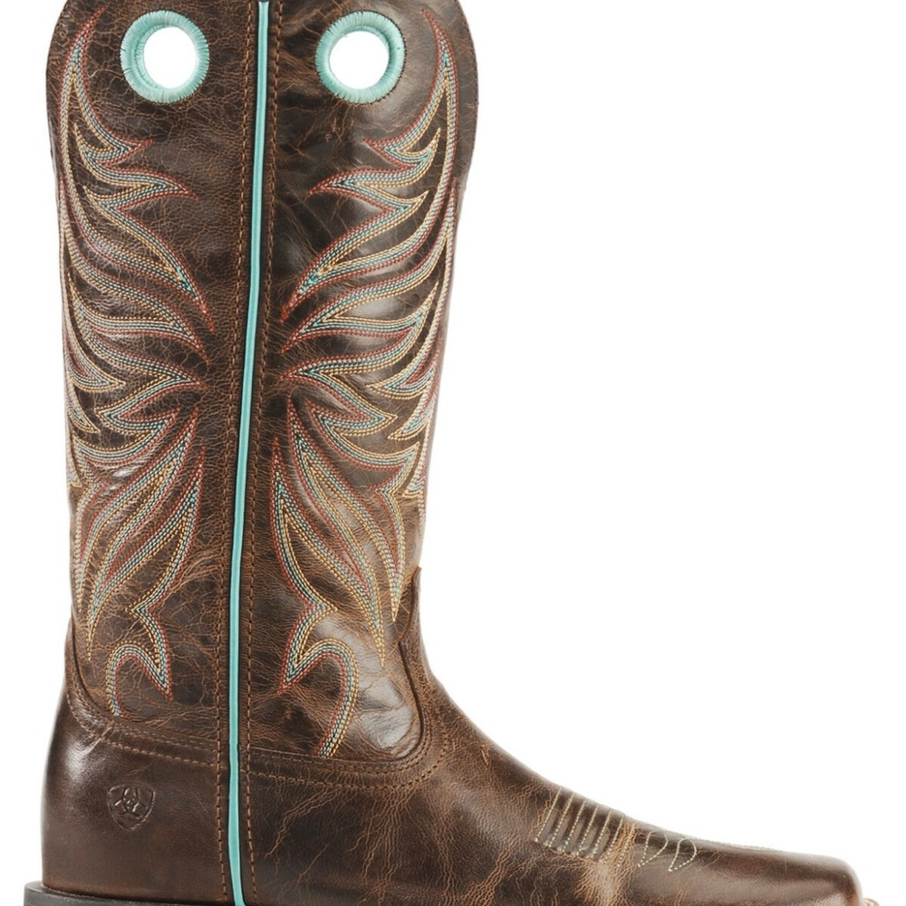 ARIAT WOMEN'S ROUND UP RYDER WESTERN BOOTS - BROAD SQUARE TOE